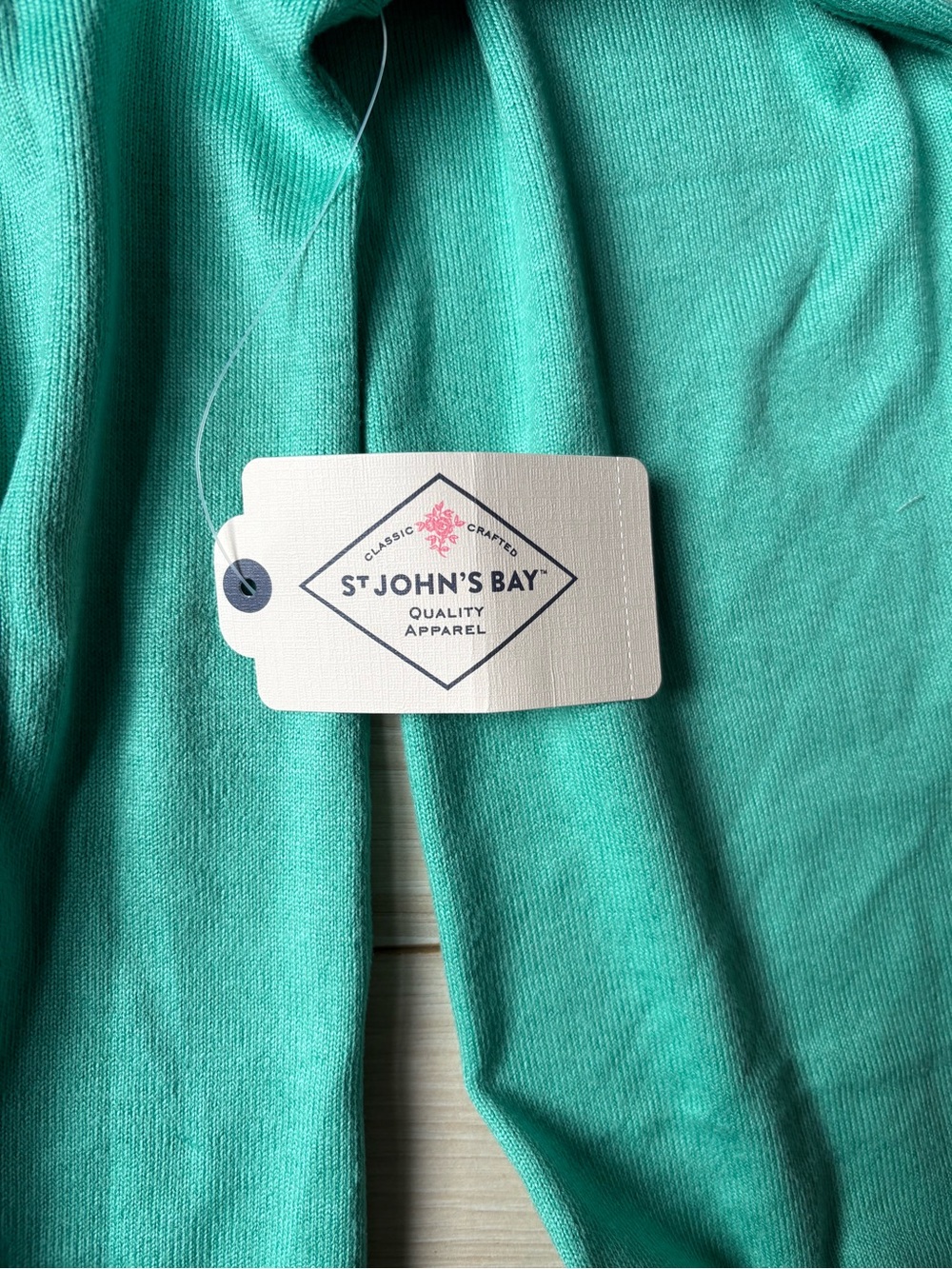 St John’s Bay Sweater Womens Large Green Cowl Neck Soft Knit Pullover Cozy NWT - Picture 4 of 7